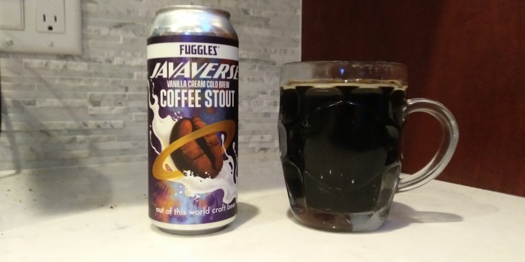 Fuggles "Javaverse" Vanilla Cream Cold Brew Coffee Stout pours thick, rich, and coffee-heavy. The head fades quickly, but the cold brew creaminess makes up for it.